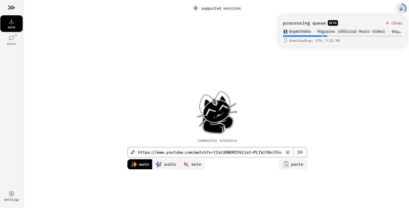 Cobalt online downloader converting YouTube to mp3