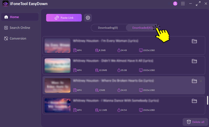 View downloaded youtube 1080p mp4 video in EasyDown