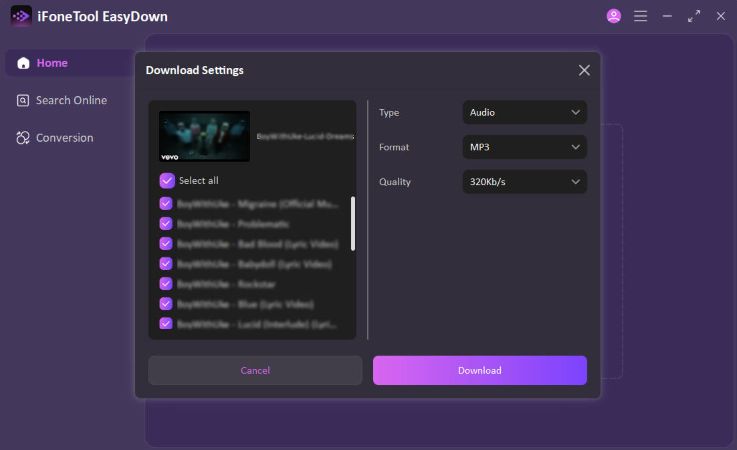 choose YouTube video output format