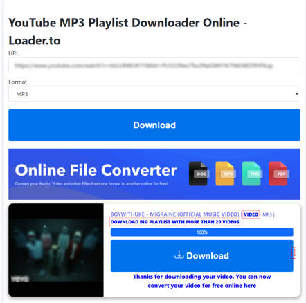 Loader.to online youtube to mp3 converter