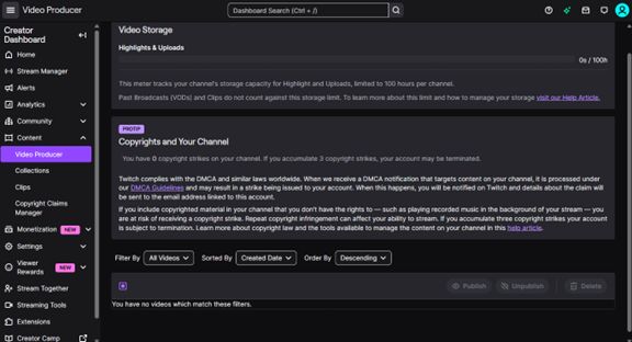 open twitch video producer