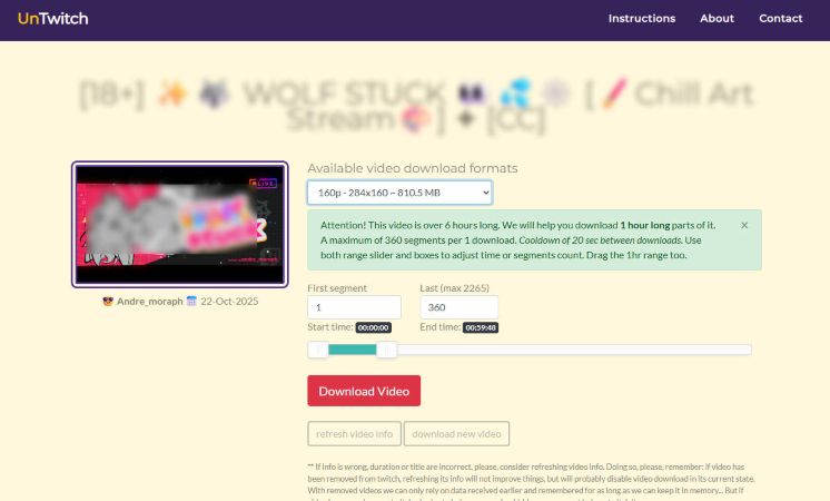 Untwitch download twitch videos