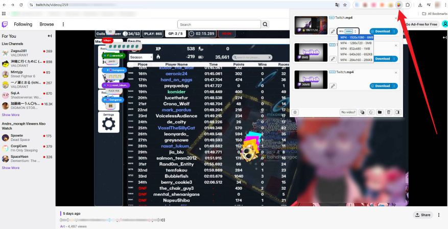 Using Video DownloadHelper to download Twitch videos