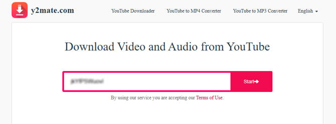 Paste video URL into Y2Mate search box
