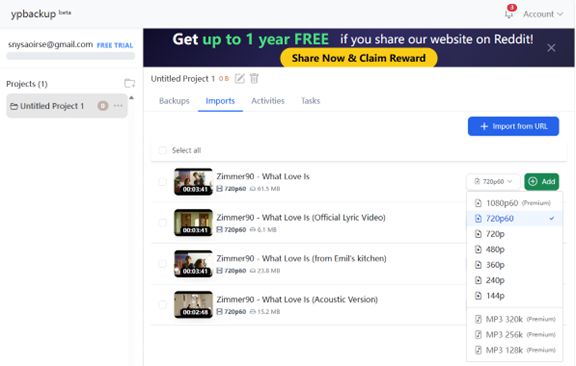 YouTubePlaylist.cc interface showing online youtube playlist downloader options