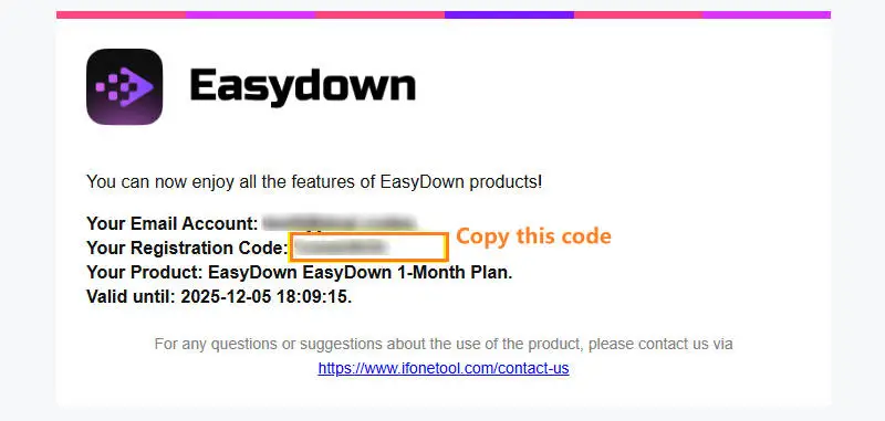 Copy EasyDown regislation code