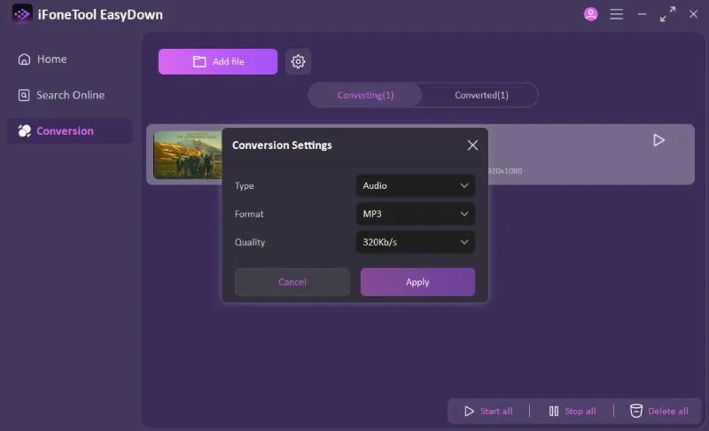 Adjust Conversion Settings