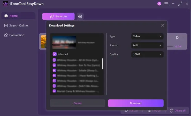 Customize Download settings